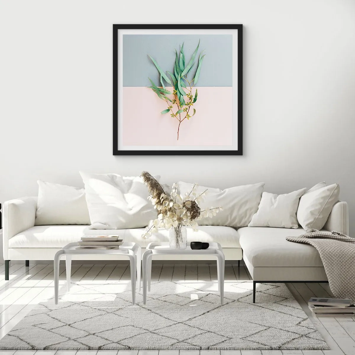 Affiche dans un cadre noir - Poster - Subtilité pastel - 40x40 cm