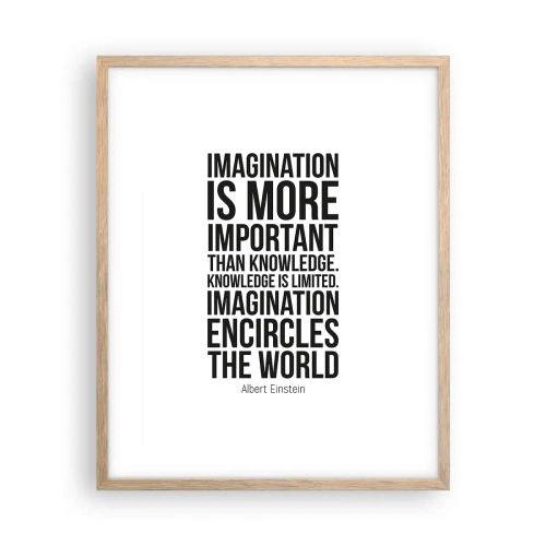 Affiche dans un chêne clair - Poster - Einstein sur le pouvoir de l'imagination - 40x50 cm