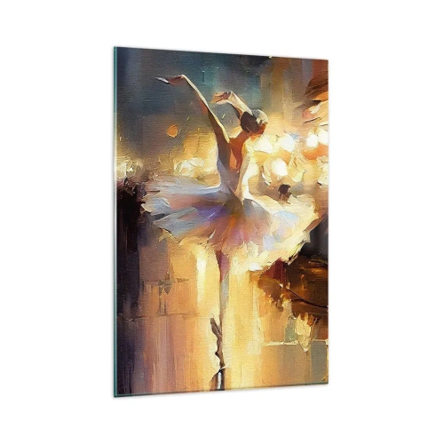 Impression sur verre - Image sur verre - Une ballerine dansant devant une scène éclairée - 80x120cm - Miracle dans la rue - Décoration murale moderne pour le salon et la chambre ARTTOR