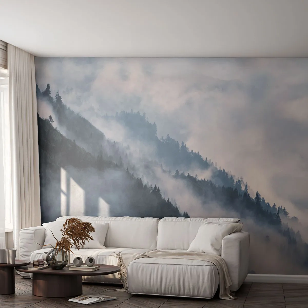 Papier Peint Photo Premium Sand - Mysticisme des montagnes - Paysage, Montagnes, Forêt - 200x140 cm