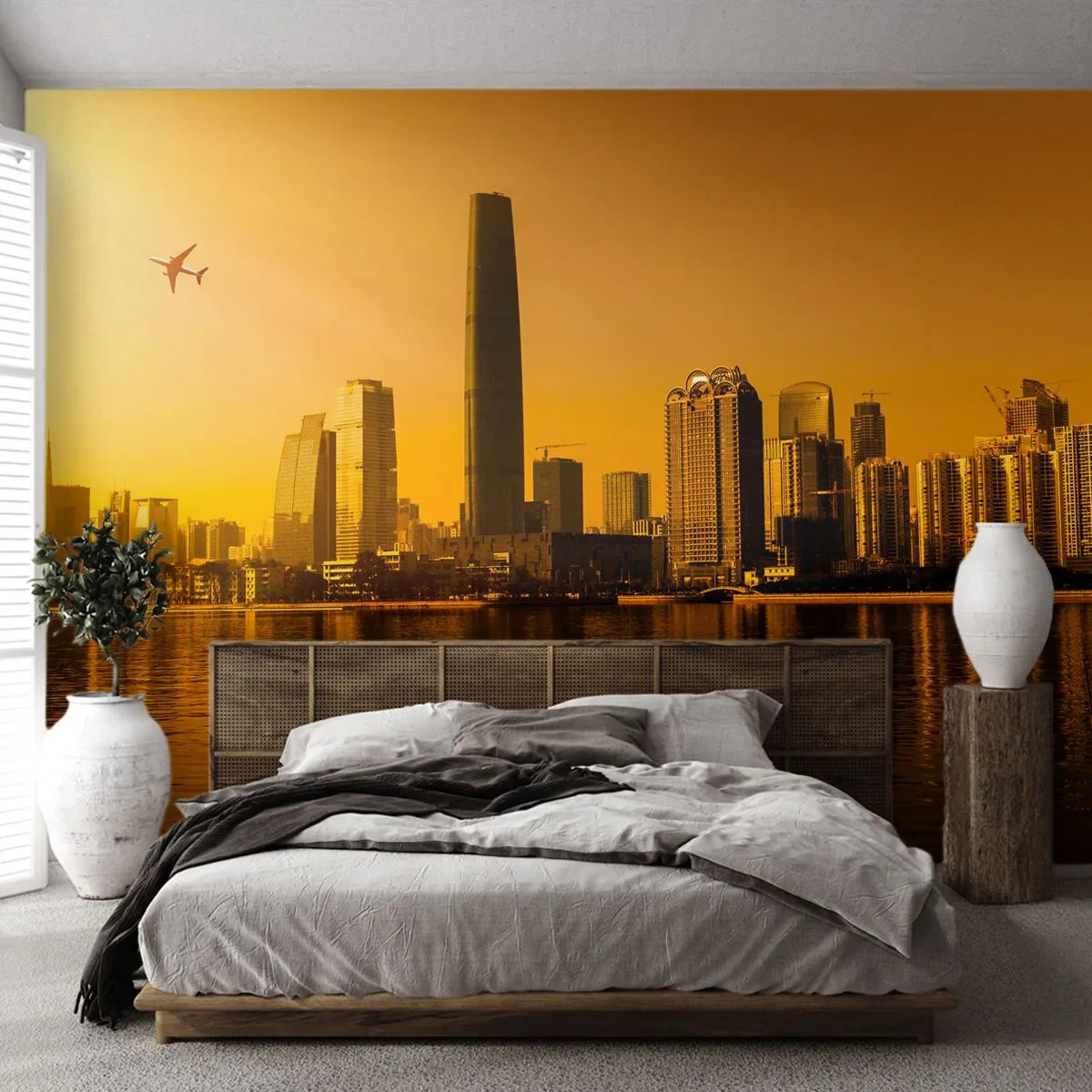Papier Peint Autocollant Deluxe Sticker - La ville en or - Paysage, Ville, Architecture - 400x280 cm