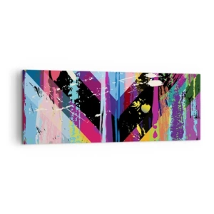 Impression sur toile - Image sur toile - Motif abstrait avec des formes géométriques colorées - 140x50cm - De haut en bas - Décoration murale moderne pour le salon et la chambre ARTTOR