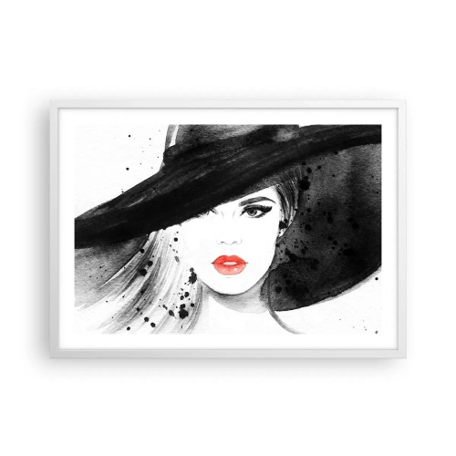 Affiche dans un cadre blanc - Poster - Dame en noir - 70x50 cm