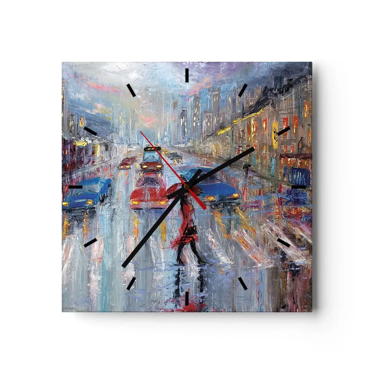 Horloge murale - Pendule murale - Après-midi pluvieux en ville - 40x40 cm