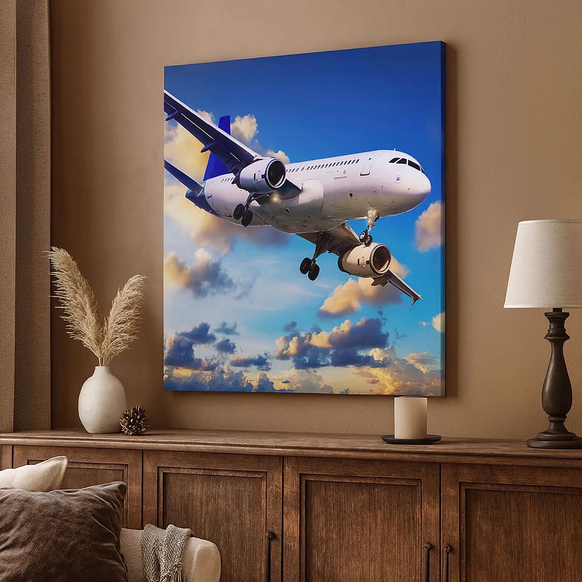 Impression sur toile - Image sur toile - Un voyage en blanc et bleu ciel - 30x30 cm