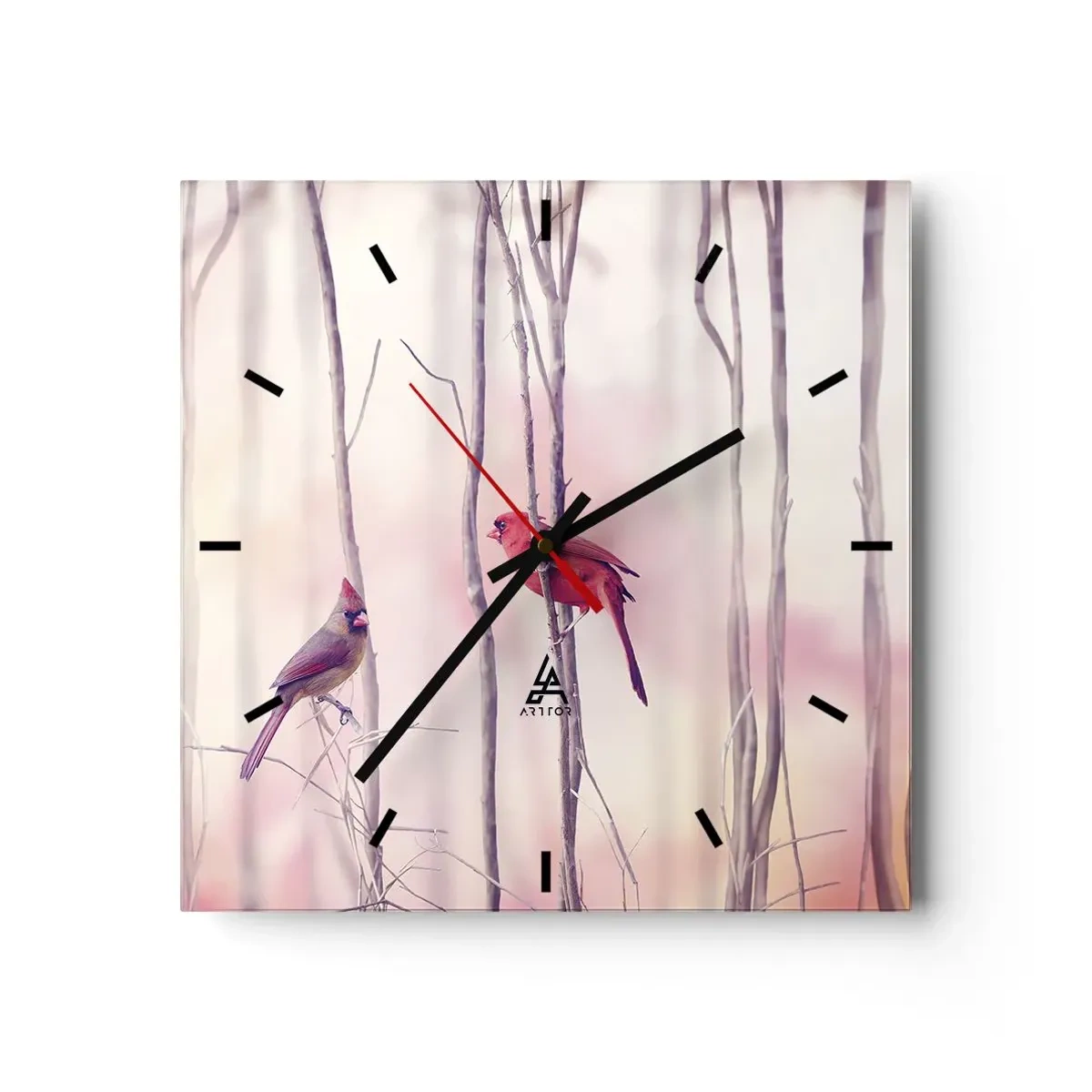 Horloge murale - Pendule murale - Conte de la forêt rose - 40x40 cm