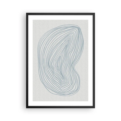 Affiche dans un cadre noir - Poster - Une abstraction minimaliste avec un motif linéaire dans des tons de bleu. - 50x70cm - Une goutte de sourire - Décoration murale moderne pour le salon et la chambre ARTTOR