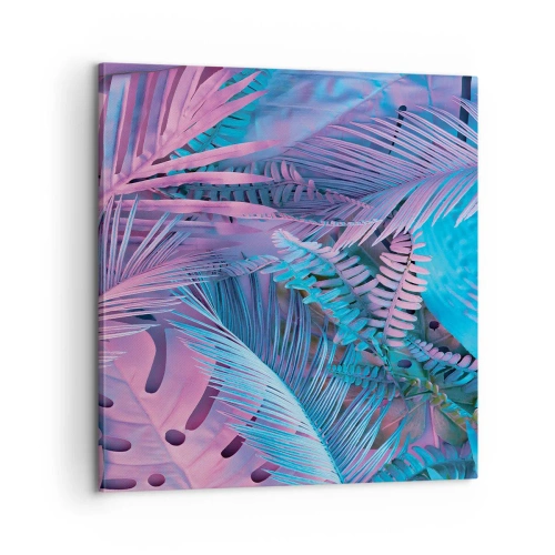 Impression sur toile - Image sur toile - Les tropiques en rose et bleu - 60x60 cm