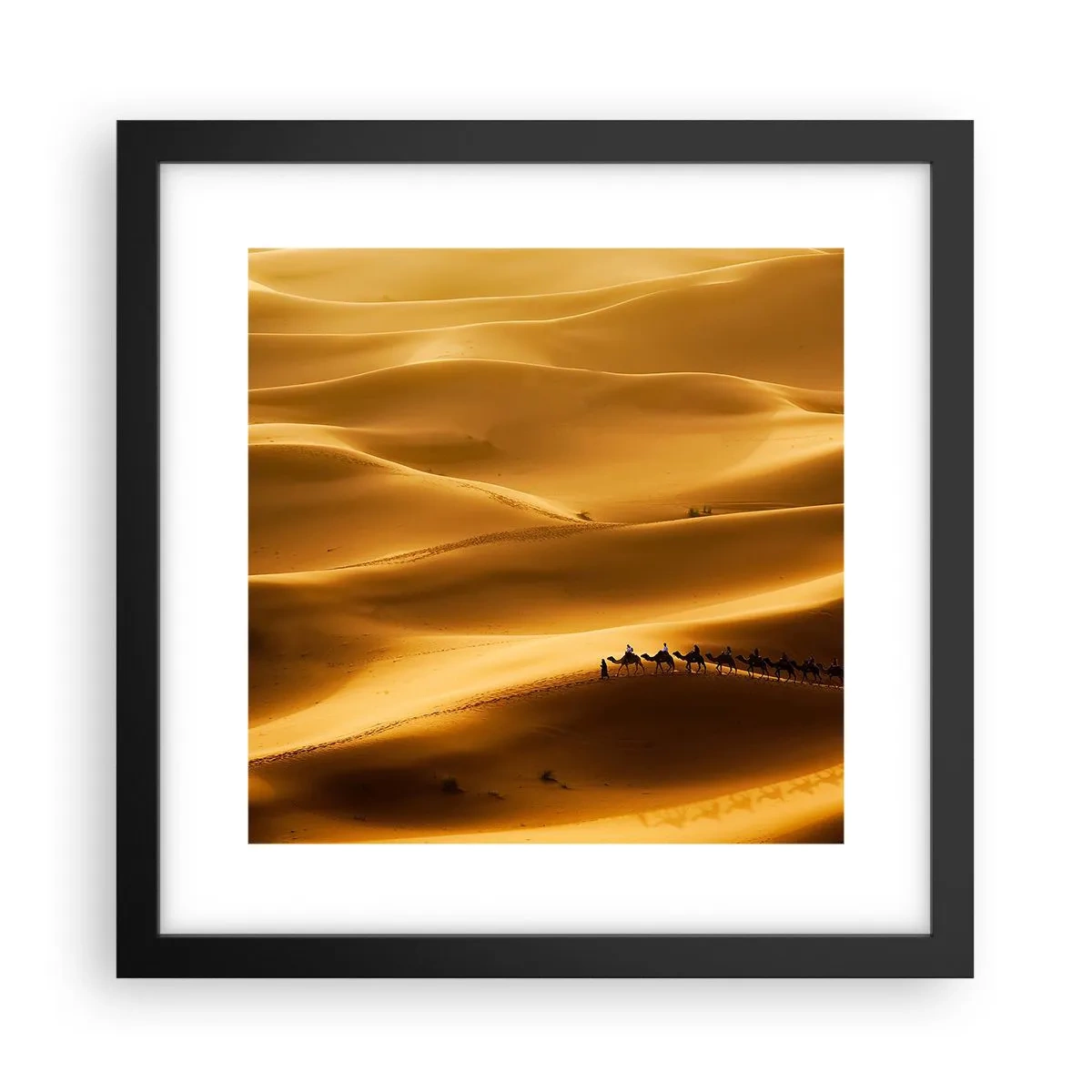 Affiche dans un cadre noir - Poster - Caravane sur les vagues du désert - 30x30 cm