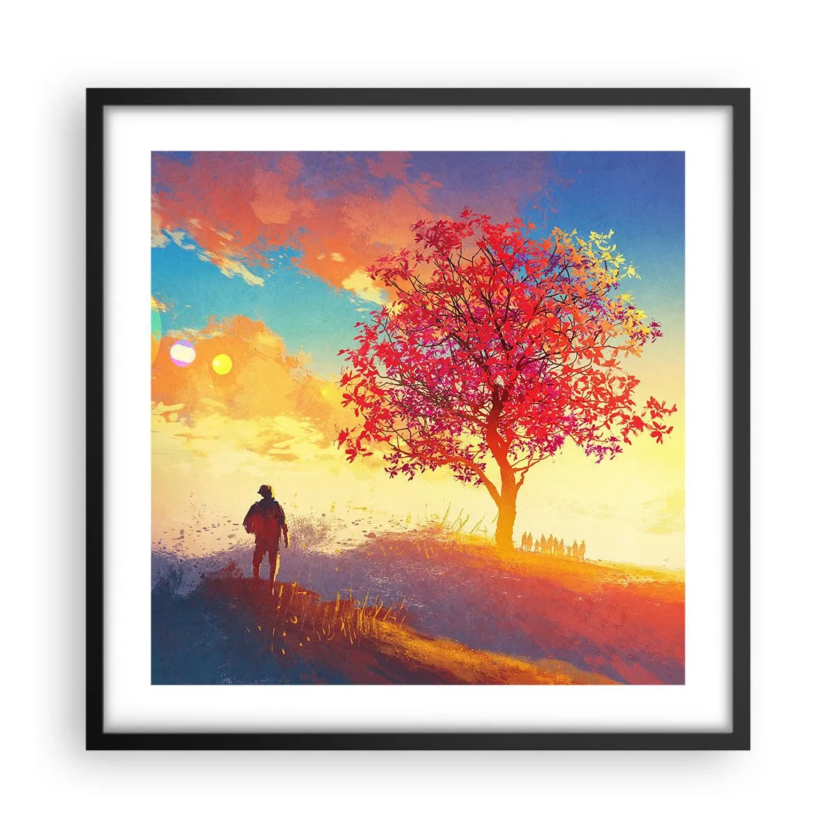 Affiche dans un cadre noir - Poster - Pèlerin à destination - 50x50 cm