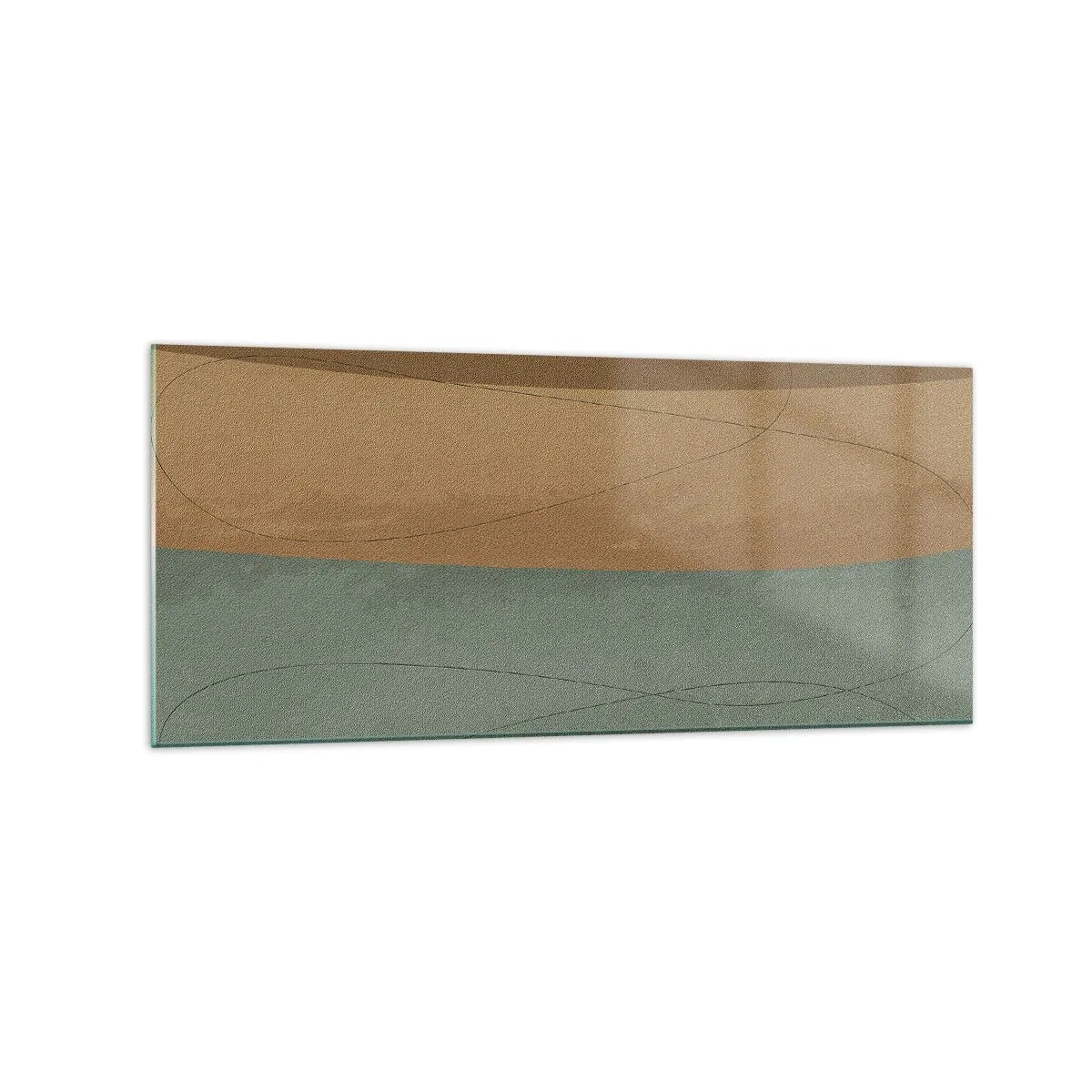Impression sur verre - Image sur verre - Composition abstraite dans des tons de terre naturels - 120x50cm - Composition horizontale - Décoration murale moderne pour le salon et la chambre ARTTOR