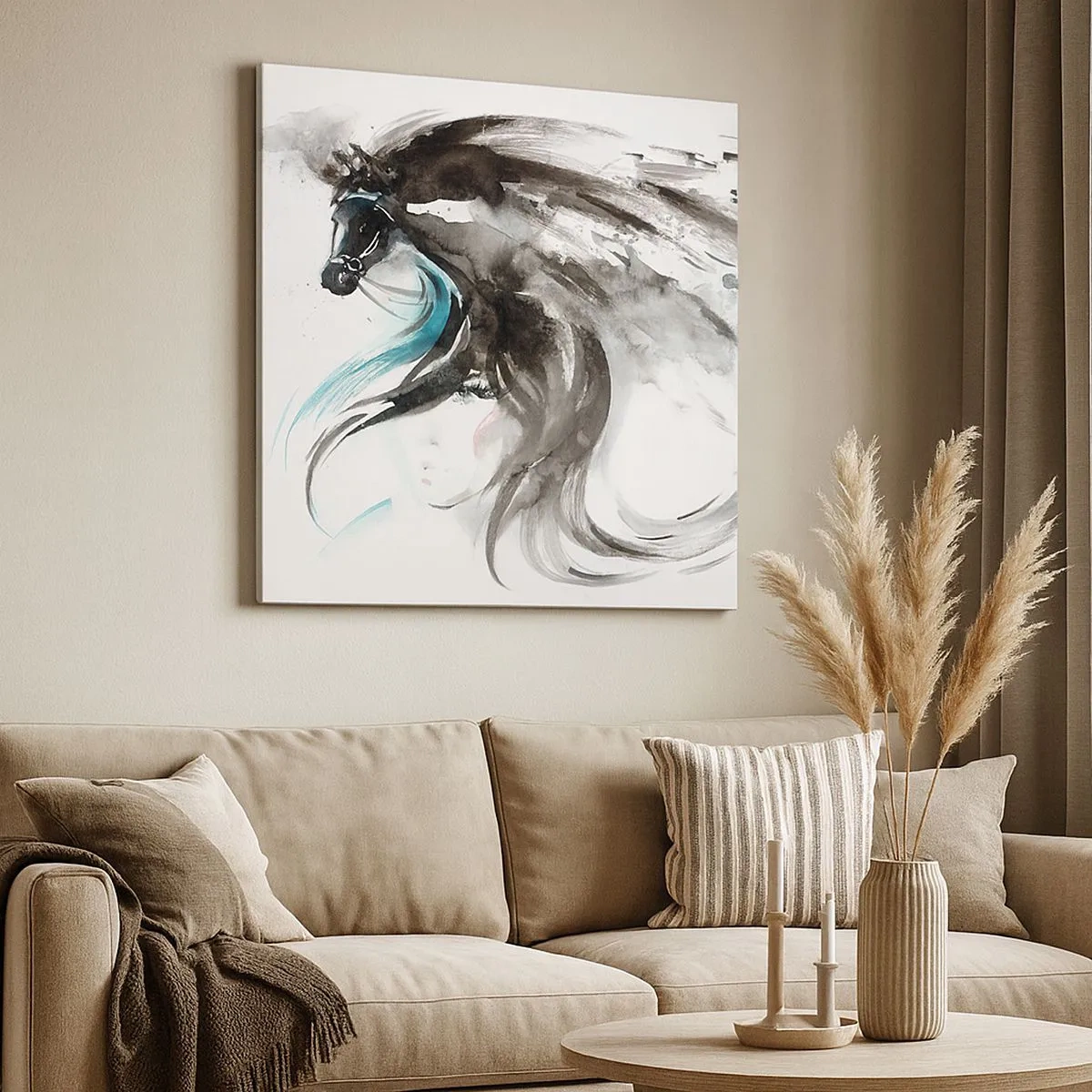 Impression sur toile - Image sur toile - Galop du prince noir - 30x30 cm