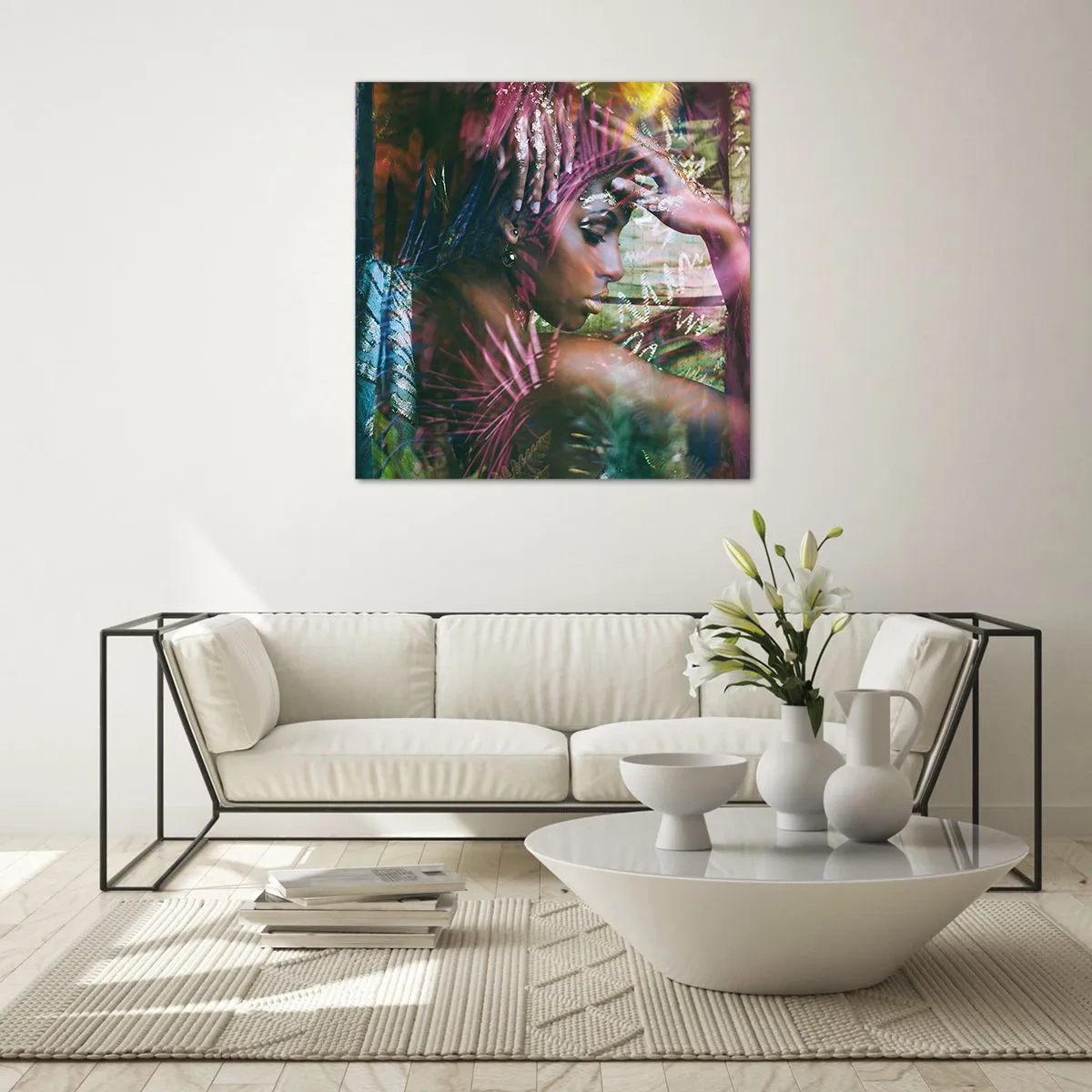 Impression sur verre - Image sur verre - Dame Nature dans la jungle - 40x40 cm