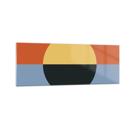 Impression sur verre - Image sur verre - Abstraction géométrique aux couleurs contrastées - 140x50cm - Composition de chaleur et de fraîcheur - Décoration murale moderne pour le salon et la chambre ARTTOR