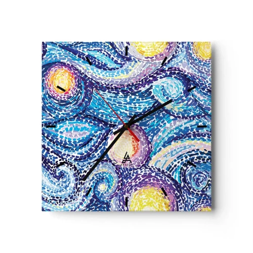 Horloge murale - Pendule murale - Une interprétation artistique du ciel étoilé dans le style de Van Gogh - 30x30cm - D'après un tableau de van Gogh - Décoration murale moderne pour le salon et la chambre ARTTOR