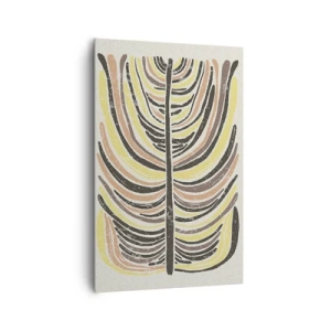 Impression sur toile - Image sur toile - Motif de feuille abstrait dans des tons terreux - 80x120cm - Abstraction pleine de vie - Décoration murale moderne pour le salon et la chambre ARTTOR