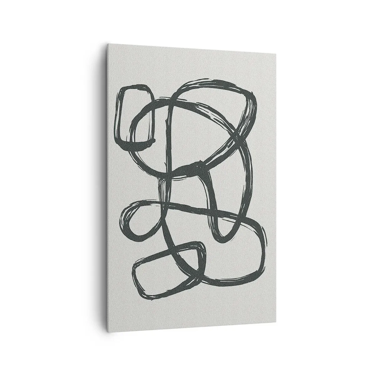 Impression sur toile - Image sur toile - Lignes abstraites créant des formes libres sur un fond clair - 80x120cm - Abstraction en boucle - Décoration murale moderne pour le salon et la chambre ARTTOR