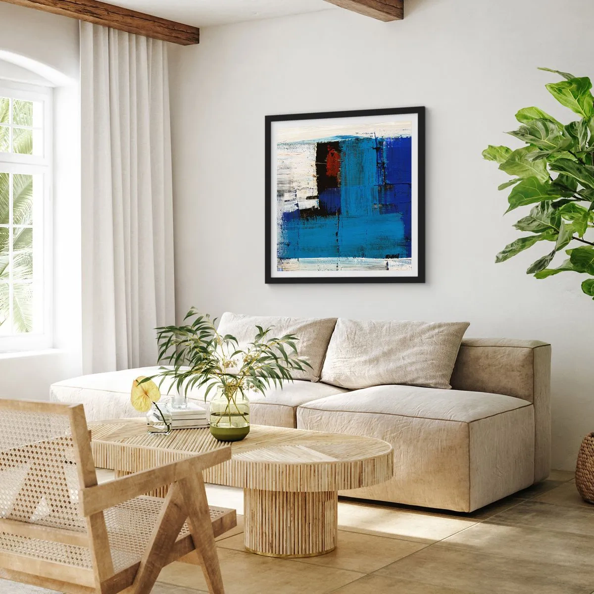 Affiche dans un cadre noir - Poster - Secret de bleu - 60x60 cm