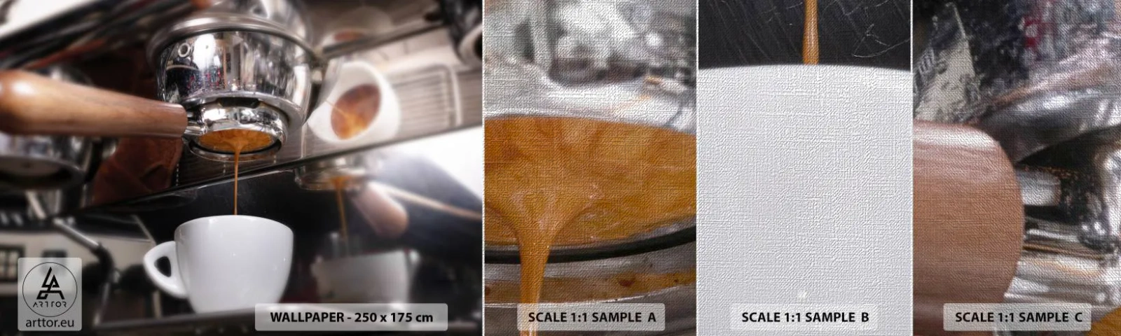 Échantillon de Papier Peint Premium Canvas - Bon moment de la journée - Café, Cafetière, Barista - 100x30 cm