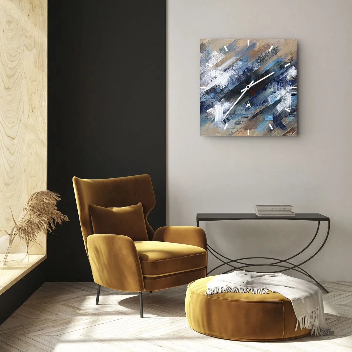 Horloge murale - Pendule murale - Diagonale de bleus - 40x40 cm