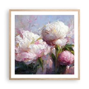 Affiche dans un chêne clair - Poster - Un bouquet plein de vie - 60x60 cm