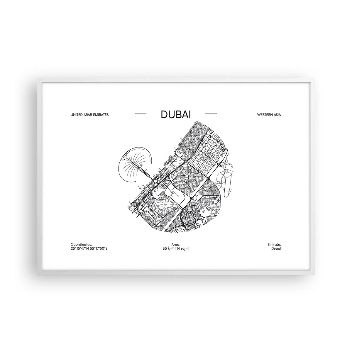 Affiche dans un cadre blanc - Poster - Anatomie de Dubaï - 100x70 cm