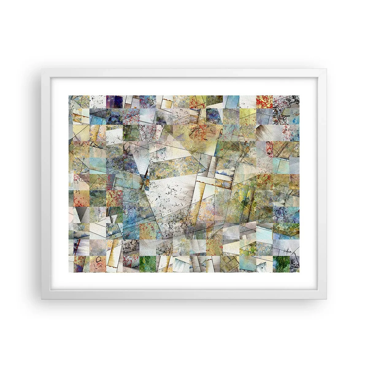 Affiche dans un cadre blanc - Poster - Remaniement géométrique - 50x40 cm