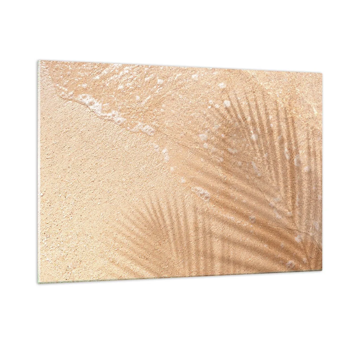 Impression sur verre - Image sur verre - Plage et ombre sur le sable - 120x80cm - Ombre d'un été chaud - Décoration murale moderne pour le salon et la chambre ARTTOR