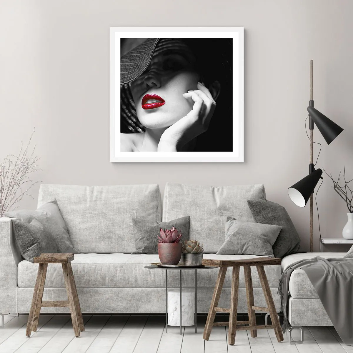Affiche dans un cadre blanc - Poster - Étude écarlate - 60x60 cm
