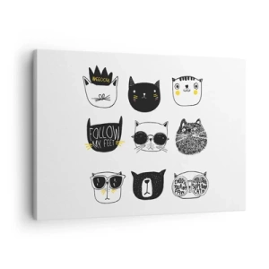 Impression sur toile - Image sur toile - Illustrations de chats élégantes dans un style minimaliste - 70x50cm - Tous les autres - Décoration murale moderne pour le salon et la chambre ARTTOR