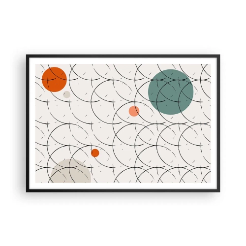Affiche dans un cadre noir - Poster - Motif géométrique avec des cercles colorés sur un fond clair - 100x70cm - Dans l'esprit pop art - Décoration murale moderne pour le salon et la chambre ARTTOR