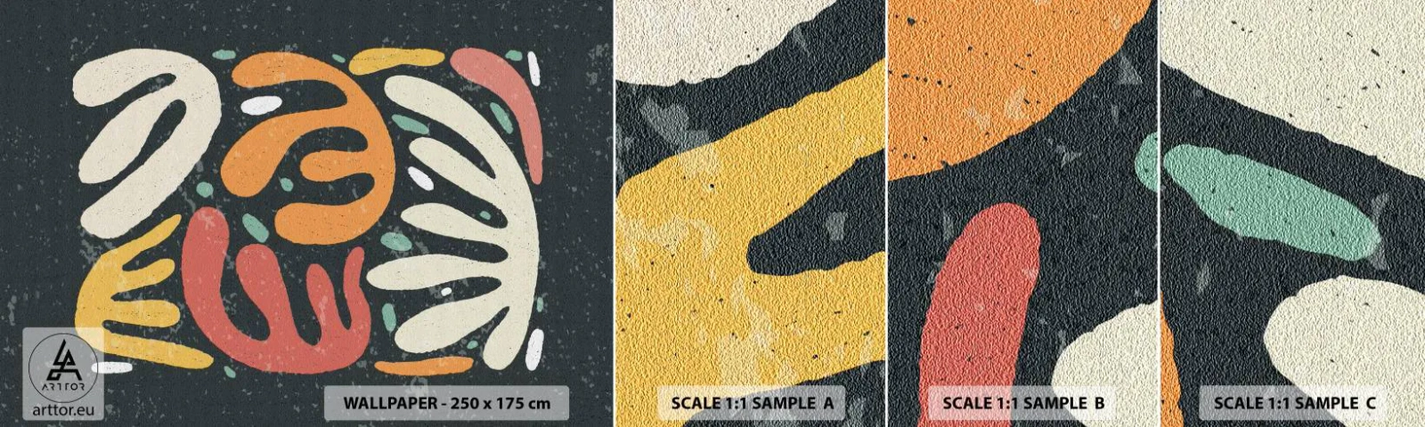 Échantillon de Papier Peint Autocollant Deluxe Sticker - Composition – Je suis sur le point de t'attraper - Bohème, Minimalisme, Vieilli - 100x30 cm