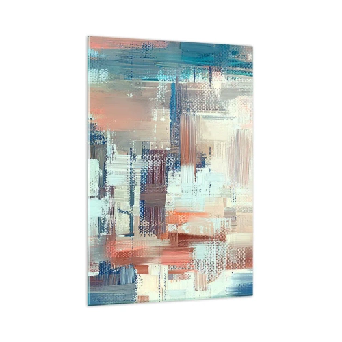 Impression sur verre - Image sur verre - Composition abstraite dans les tons de bleu et de beige - 80x120cm - Atteindre la lumière - Décoration murale moderne pour le salon et la chambre ARTTOR