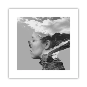 Affiche - Poster - Portrait de montagnes et nuages - 30x30 cm