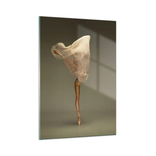 Impression sur verre - Image sur verre - Une danseuse dans une pose délicate avec son voile relevé - 50x70cm - Il va bientôt s'envoler - Décoration murale moderne pour le salon et la chambre ARTTOR