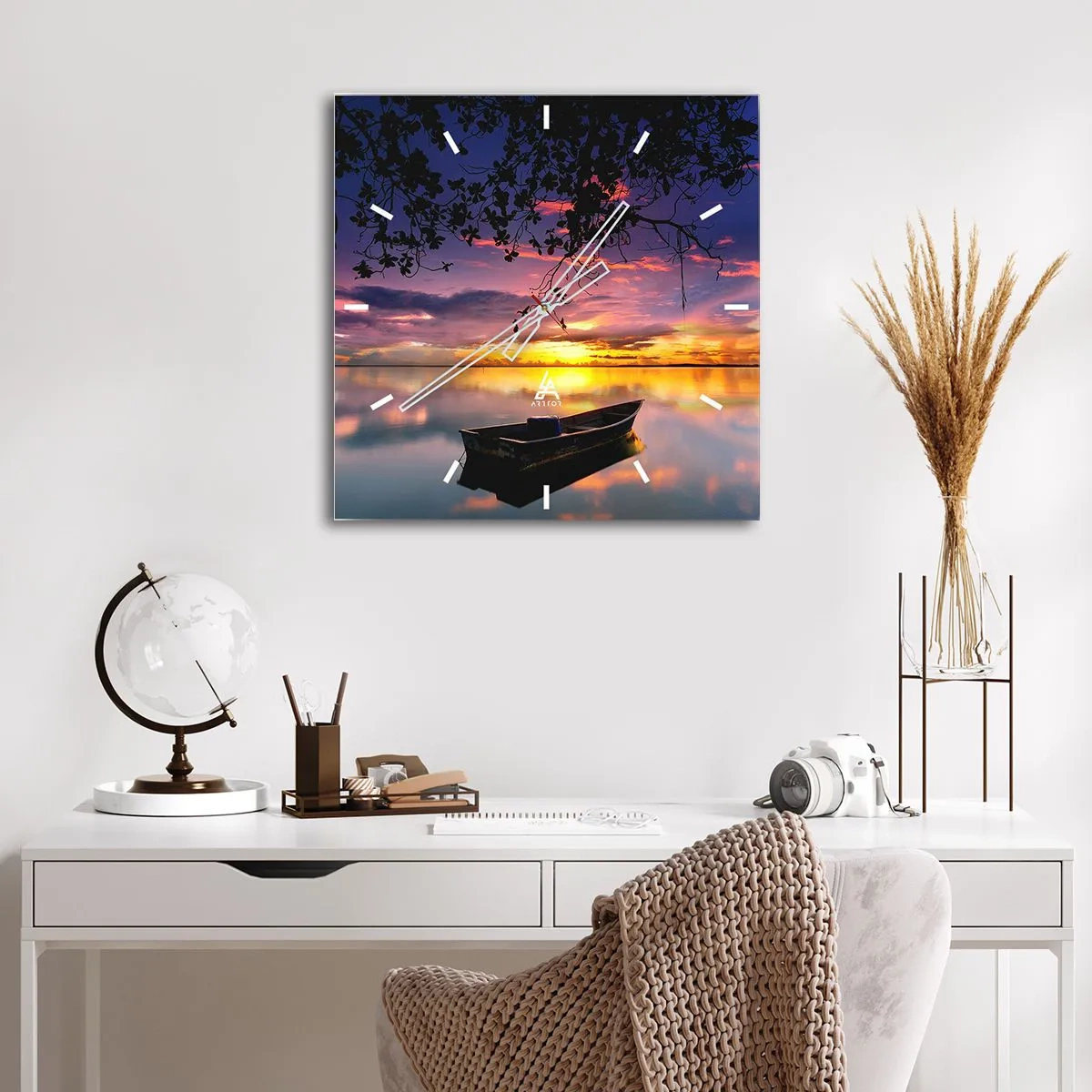 Horloge murale - Pendule murale - "Tu sembles suspendu au milieu du ciel..." - 40x40 cm