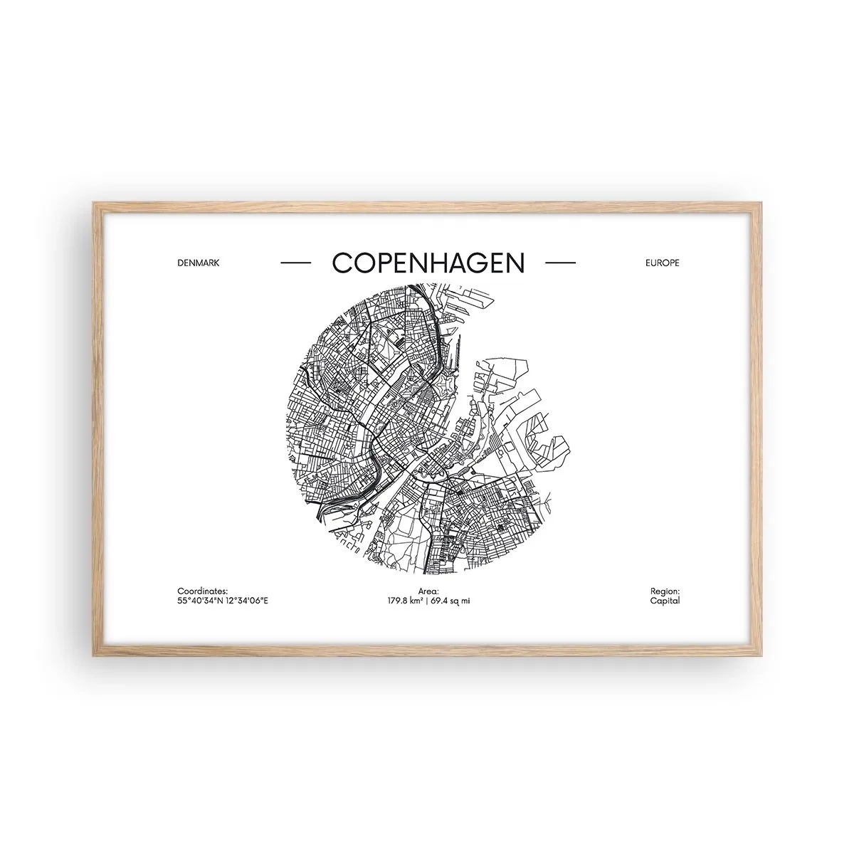 Affiche dans un chêne clair - Poster - Anatomie de Copenhague - 91x61 cm
