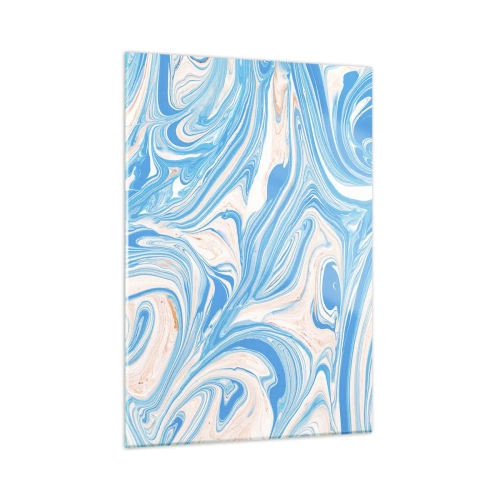 Impression sur verre - Image sur verre - Motif abstrait dans les tons turquoise et beige - 50x70cm - Bassin turquoise - Décoration murale moderne pour le salon et la chambre ARTTOR
