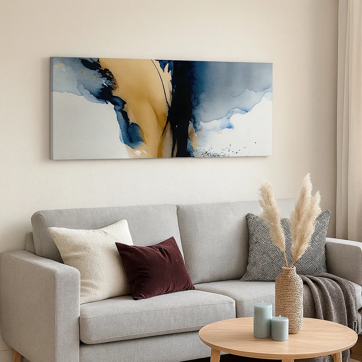 Impression sur toile - Image sur toile - Derrière le rideau - 30x30 cm