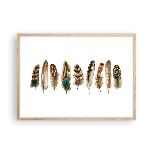 Affiche dans un chêne clair - Poster - Variation à plumes - 70x50 cm