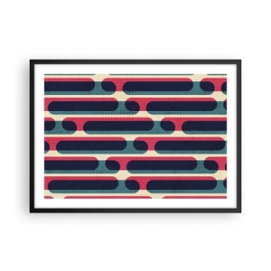 Affiche dans un cadre noir - Poster - Motif géométrique rétro aux couleurs pastel - 70x50cm - En profondeur et sur l'avant - Décoration murale moderne pour le salon et la chambre ARTTOR