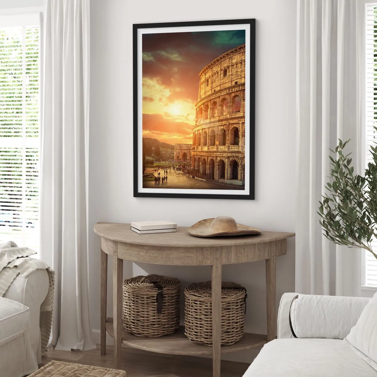 Affiche dans un cadre noir - Poster - Le Colisée de Rome au coucher du soleil - 50x70cm - Une impression colossale - Décoration murale moderne pour le salon et la chambre ARTTOR