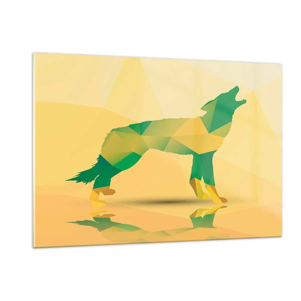 Impression sur verre - Image sur verre - Loup géométrique dans une abstraction colorée - 120x80cm - Loup solitaire - Décoration murale moderne pour le salon et la chambre ARTTOR