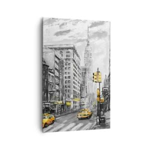 Impression sur toile - Image sur toile - Rue de New York aux accents jaunes - 80x120cm - Une histoire new-yorkaise - Décoration murale moderne pour le salon et la chambre ARTTOR