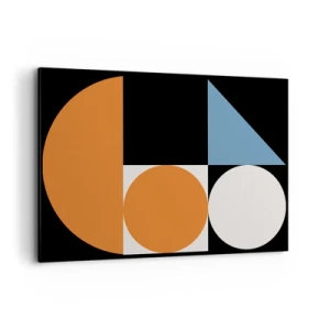 Impression sur toile - Image sur toile - Motif géométrique avec des formes colorées sur fond noir - 100x70cm - Rangement de figures - Décoration murale moderne pour le salon et la chambre ARTTOR