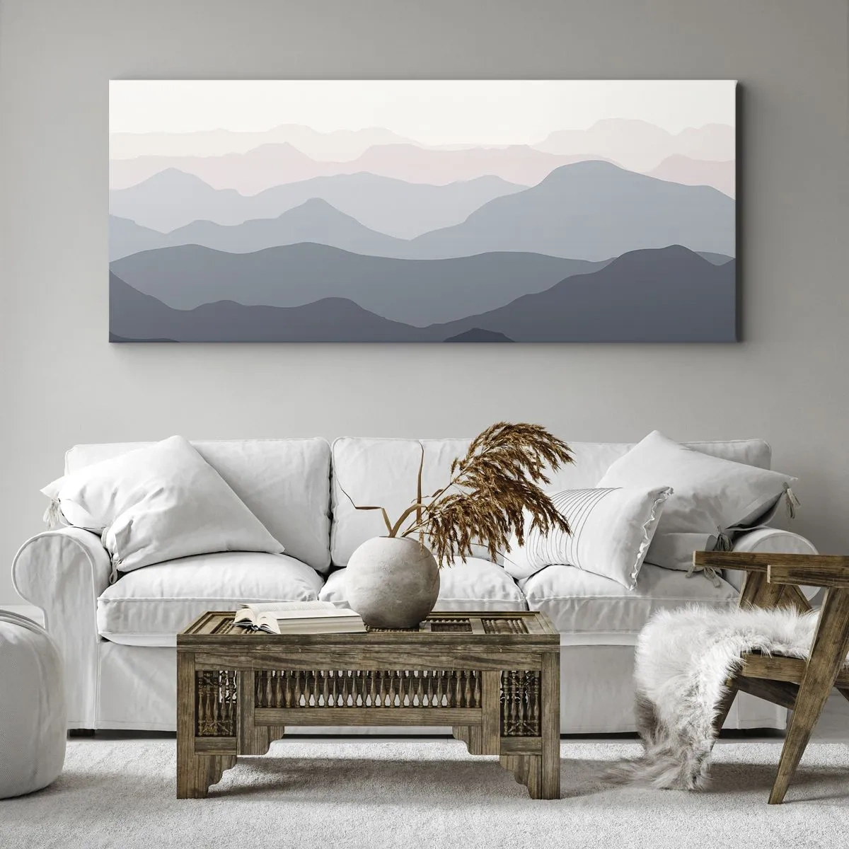 Impression sur toile - Image sur toile - Vagues de montagnes - 100x40 cm