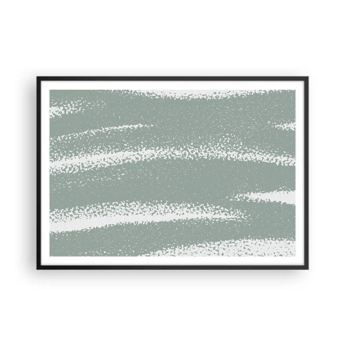 Affiche dans un cadre noir - Poster - Vagues d'hiver dans les tons menthe et blanc - 100x70cm - Abstraction dans un climat hivernal - Décoration murale moderne pour le salon et la chambre ARTTOR