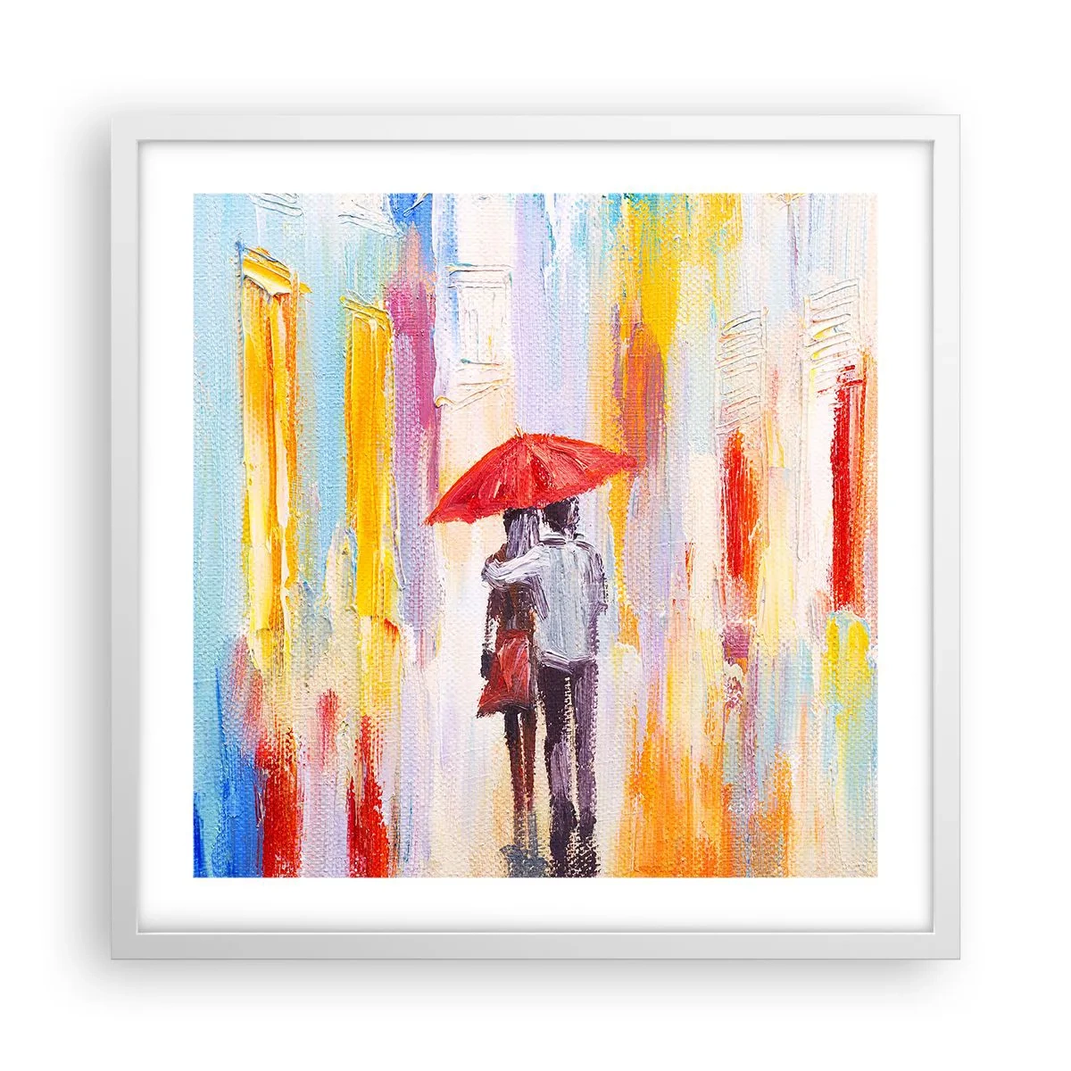 Affiche dans un cadre blanc - Poster - Qu'il pleuve encore - 50x50 cm