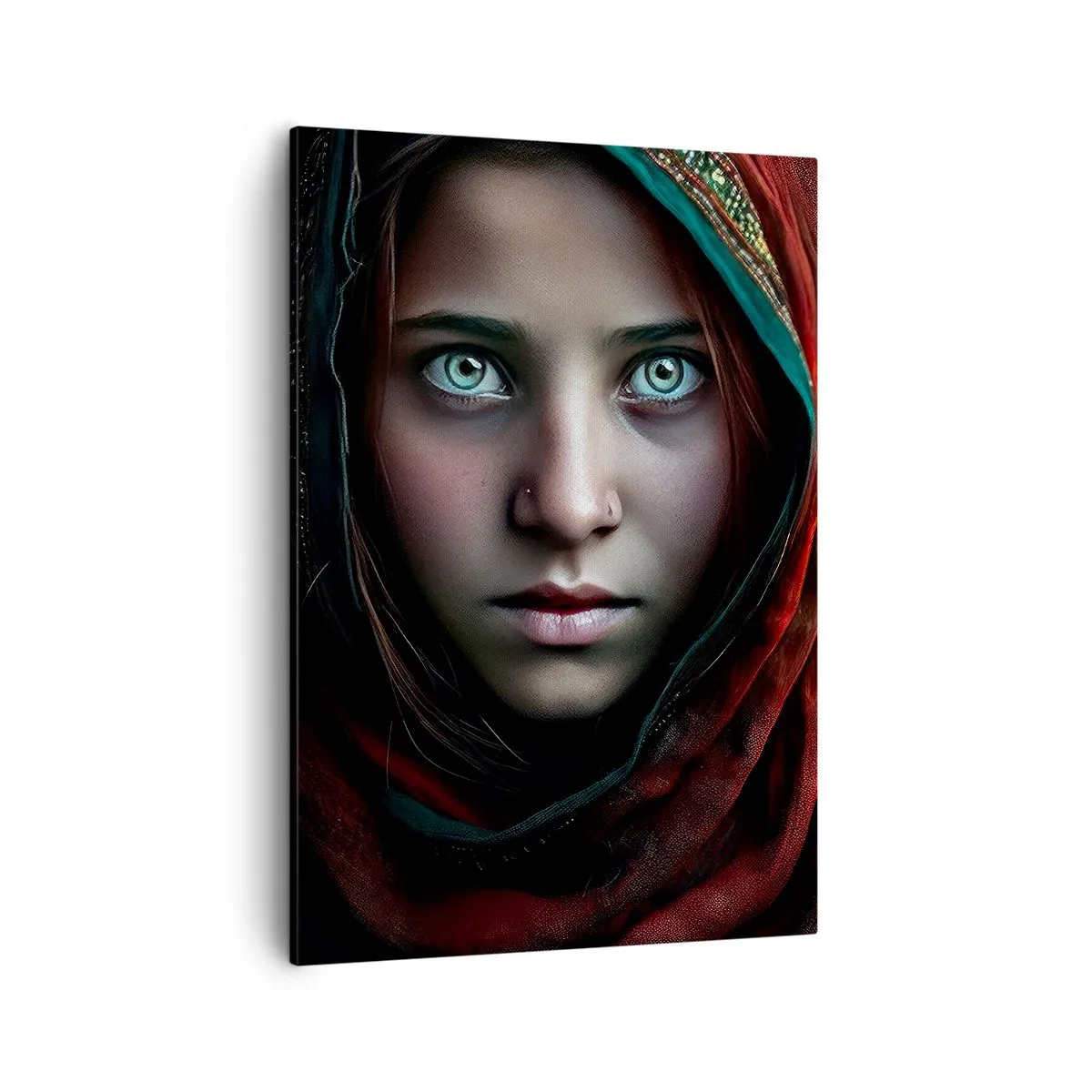 Impression sur toile - Image sur toile - Portrait d'une femme au regard intense aux couleurs chaudes - 50x70cm - Princesse orientale - Décoration murale moderne pour le salon et la chambre ARTTOR