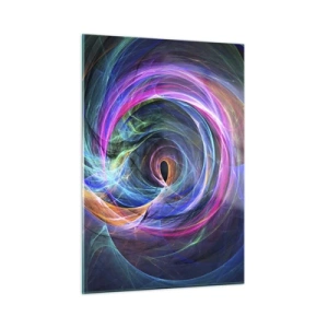 Impression sur verre - Image sur verre - Une spirale abstraite aux couleurs intenses sur fond sombre. - 50x70cm - Où m'emmènes-tu ? - Décoration murale moderne pour le salon et la chambre ARTTOR